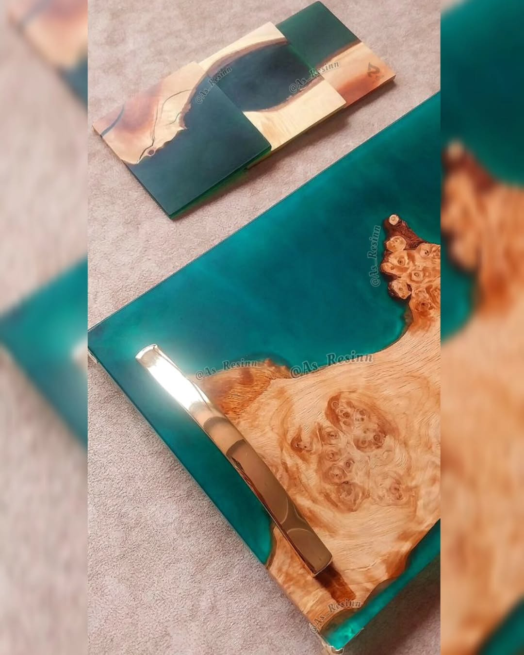 سینی سبز اقاقیا و زیر لیوانی